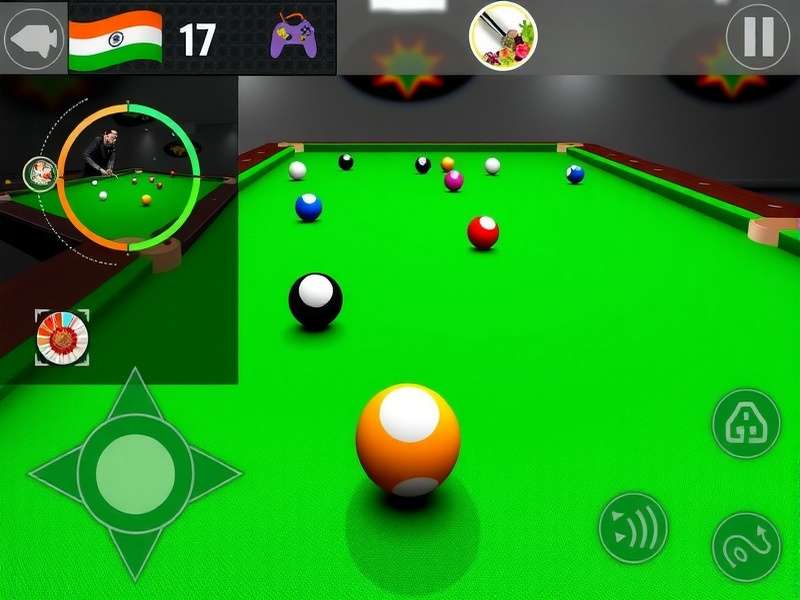 Snooker Fantasy gameplay screenshot showing realistic table and balls